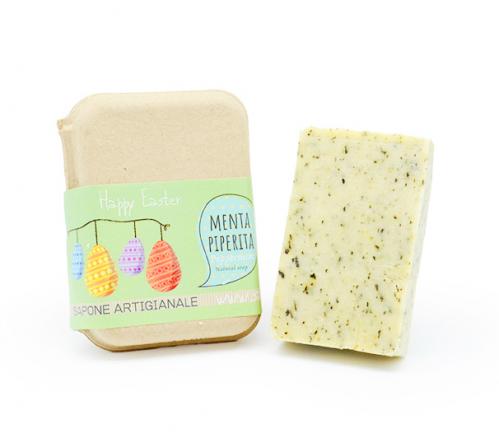 IDEA REGALO PASQUA SAPONE MENTA PIPERITA IN CARTONE RICICLATO