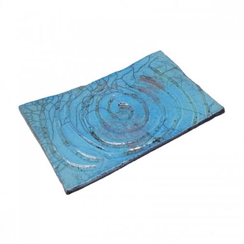 PORTE-SAVON EN CÉRAMIQUE RAKU TURQUOISE