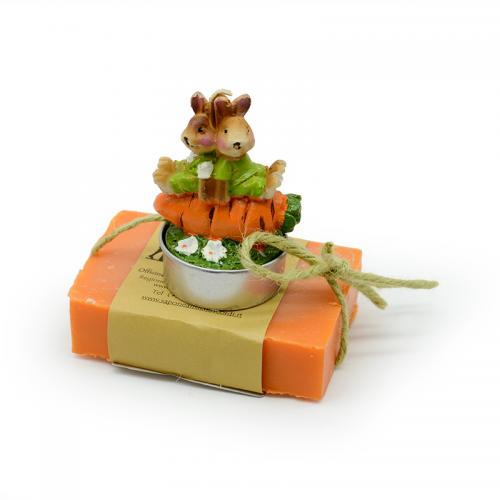 CONFEZIONE PASQUALE: SAPONE CON CANDELA "CONIGLIETTO"
