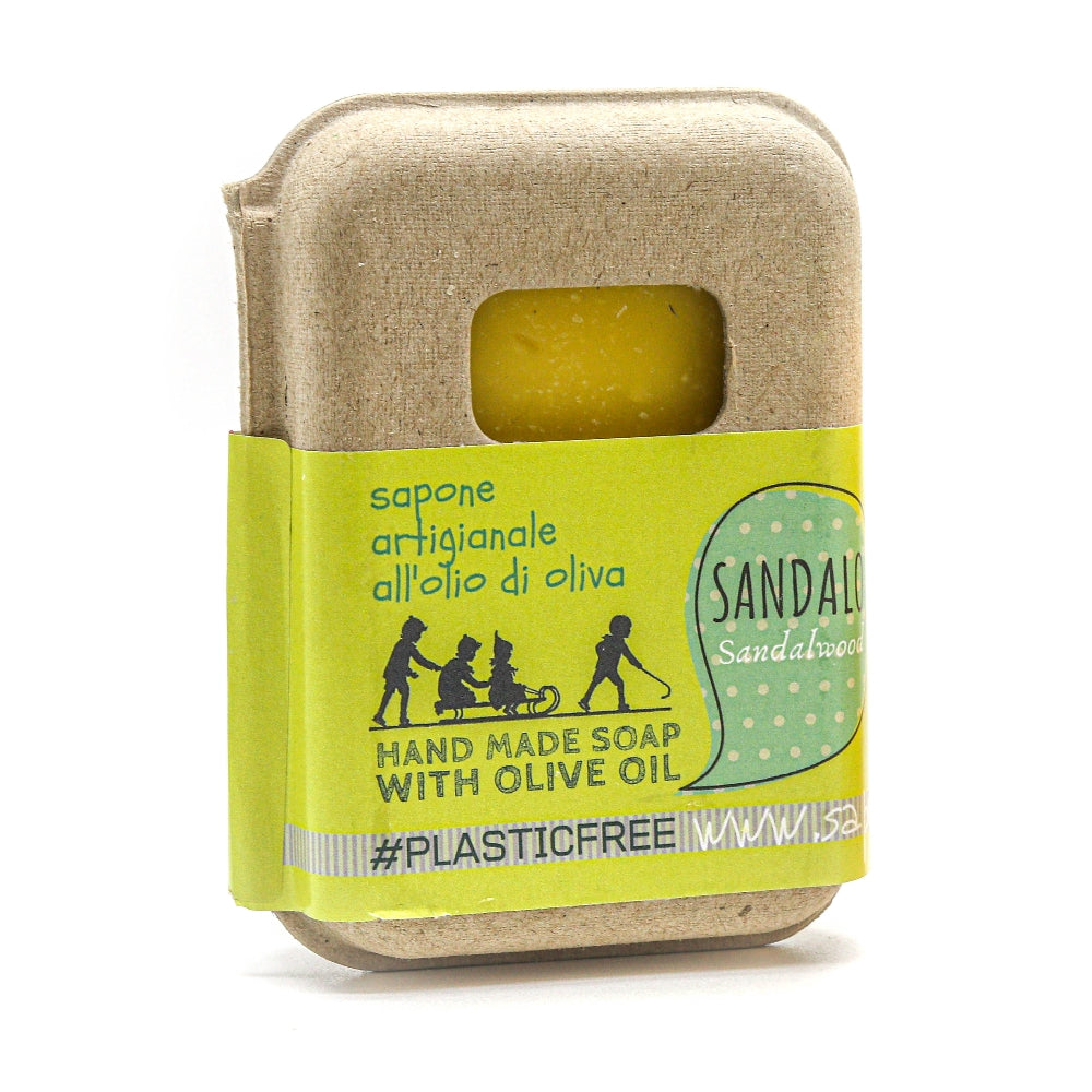 EMBALLAGE DE SAVON AU BOIS DE SANTAL EN CARTON RECYCLÉ