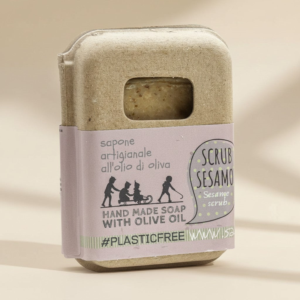 SAPONE SESAMO SCRUB PACKAGING IN CARTONE RICICLATO