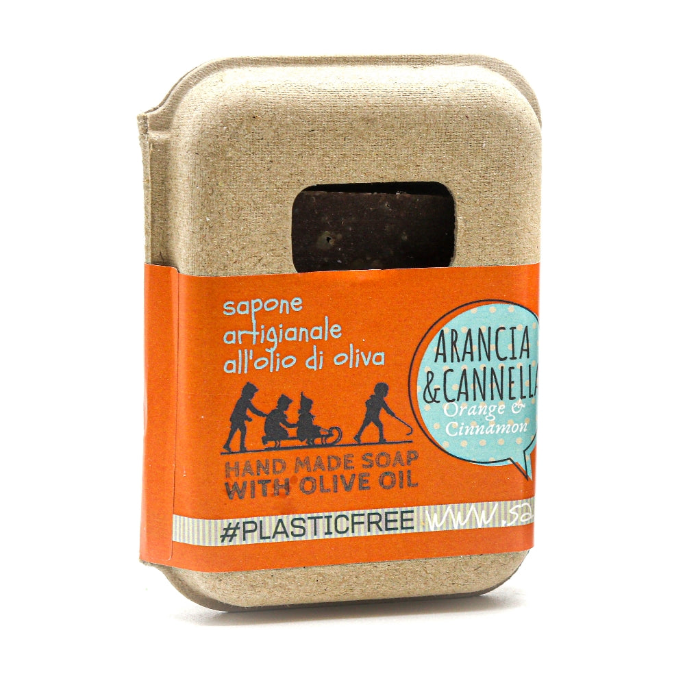 ORANGE AND CINNAMON SOAP PACKAGING IN RECYCLED CARDBOARD