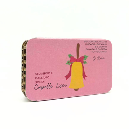 COFFRET DE NOËL : SHAMPOING SOLIDE POUR CHEVEUX LISSES À LA FLEUR DE COTON + APRÈS-SHAMPOING SOLIDE POUR CHEVEUX LISSES À LA FLEUR DE LILAS