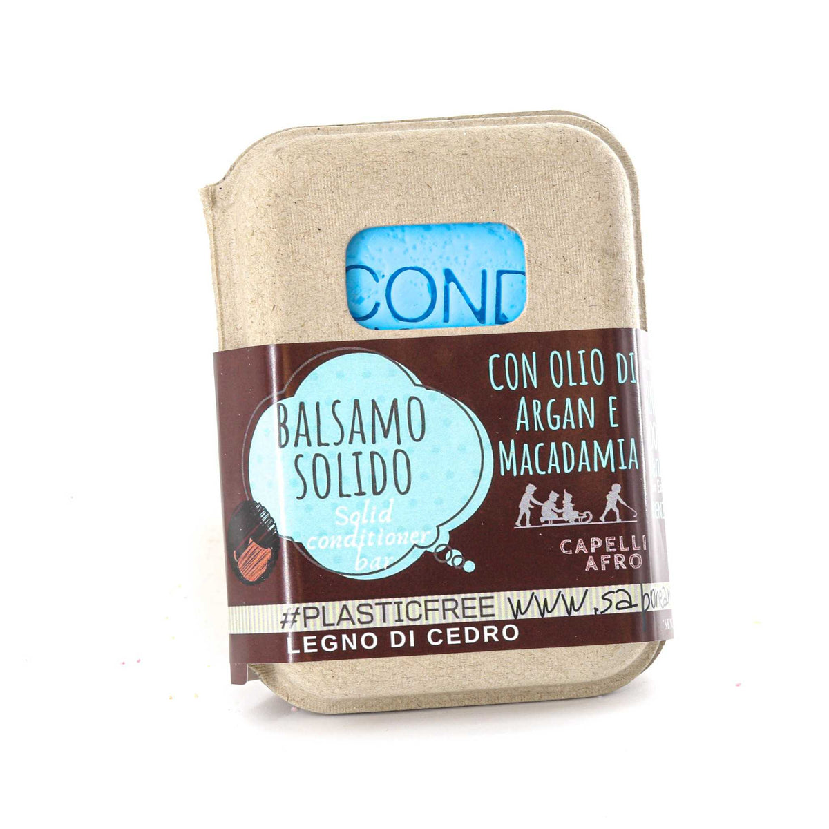 BALSAMO SOLIDO CAPELLI AFRO O RICCI POROSI  AL LEGNO DI CEDRO CON BAR SAVER IN SUGHERO