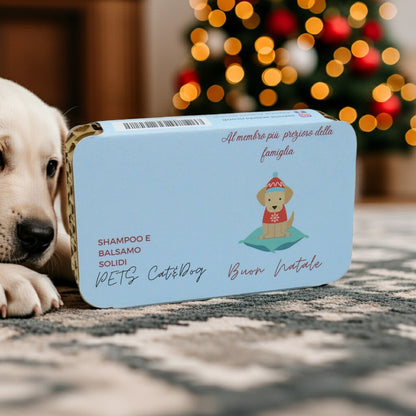 CONFEZIONE NATALIZIA PETS SHAMPOO SOLIDO CAT&DOG ALLA ROSA ROSSA + BALSAMO SOLIDO CAT&DOG AL PINO SILVESTRE