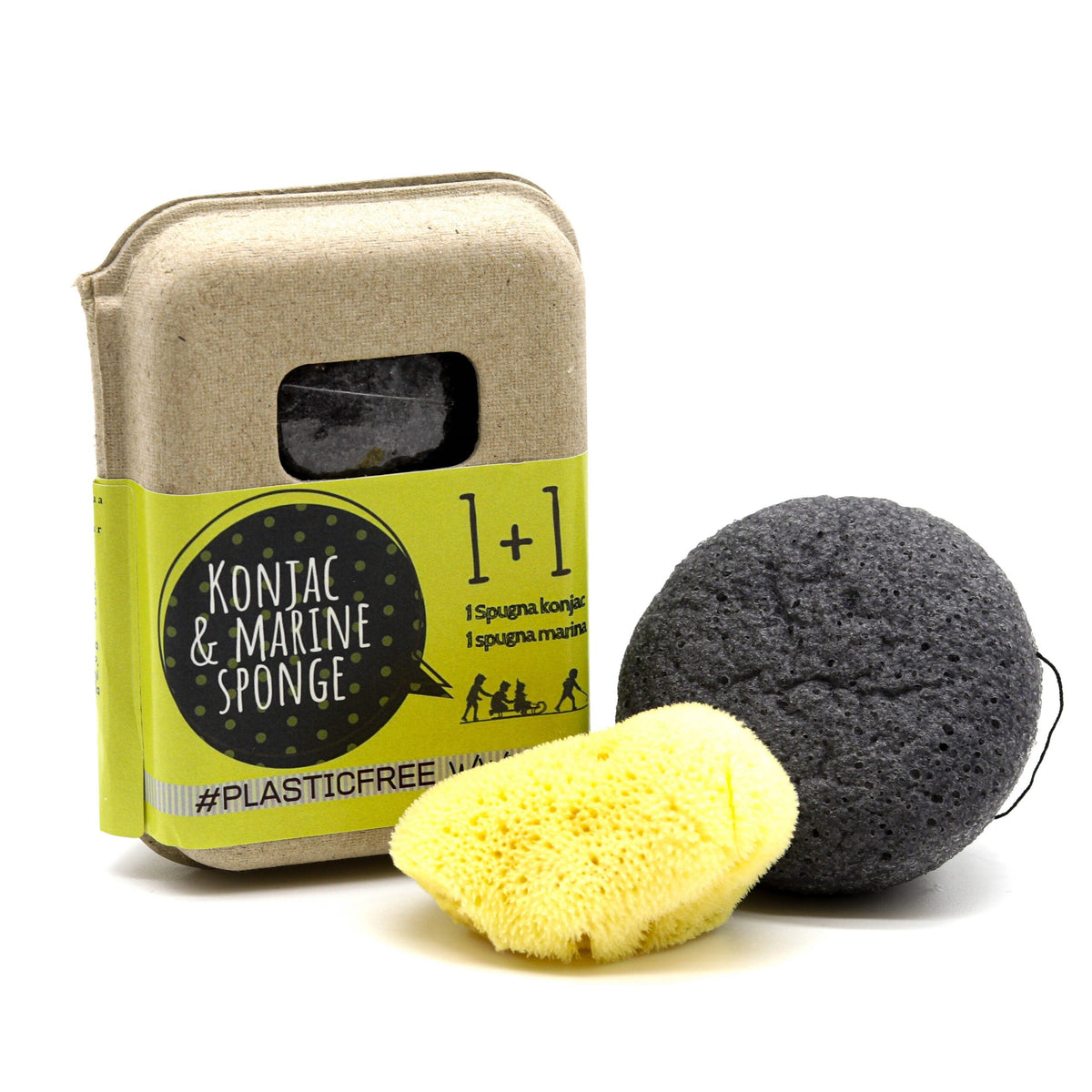 SPUGNA KONJAC NERA E SPUGNA MARINA - PELLI IMPURE E SENSIBILI FINE SERIE PER CAMBIO PACKAGING