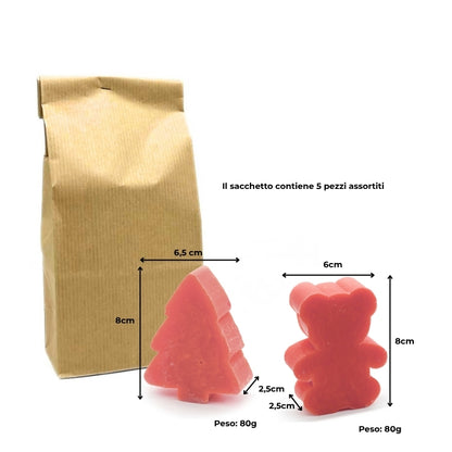 5 RED ROSE SOAPS – LARGE PINE AND TEDDY BEAR SHAPES