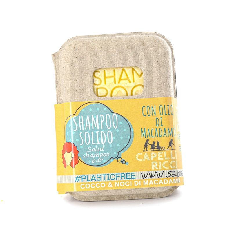 SHAMPOO SOLIDO CAPELLI RICCI AL COCCO E MACADAMIA CON BAR SAVER IN SUGHERO