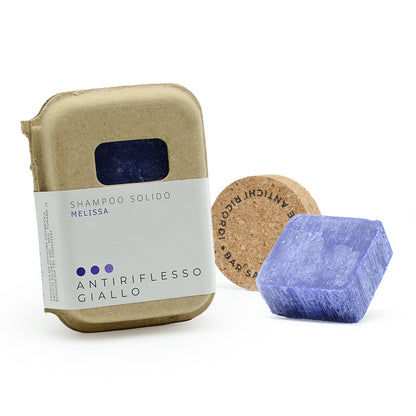 SHAMPOO SOLIDO ANTI GIALLO ALLA MELISSA CON BAR SAVER IN SUGHERO