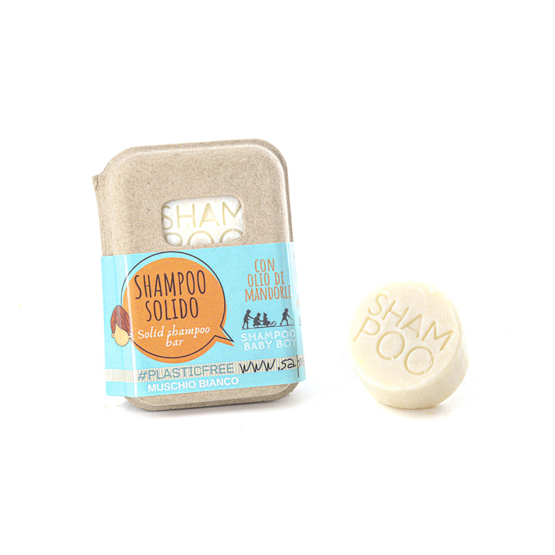 SHAMPOO SOLIDO BABY BOY AL MUSCHIO BIANCO senza BAR SAVER IN SUGHERO
